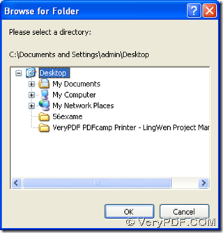 dialog box of 'browse for folder"