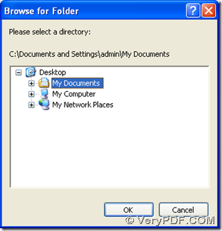 choose one folder as destination folder and click "ok" in dialog box of "browse for folder"