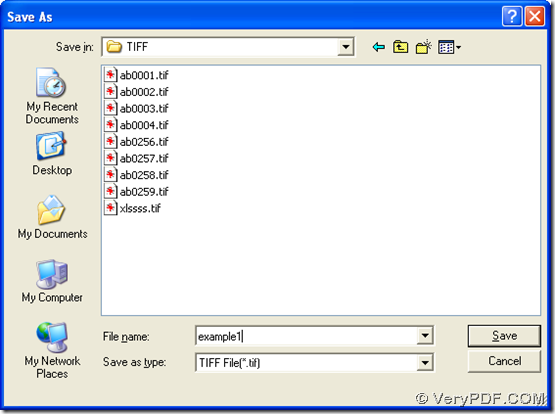 dialog box for selecting targeting folder