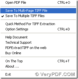 select targeting format as TIFF of multi-page or multiple files on dropdown list of "Menu"