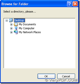 dialog box for setting objective folder