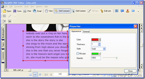 add pdf rectangle comment in PDF Editor