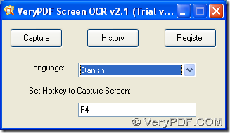 interface of VeryPDF Screen OCR
