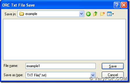 dialog box from "save text to" for saving text