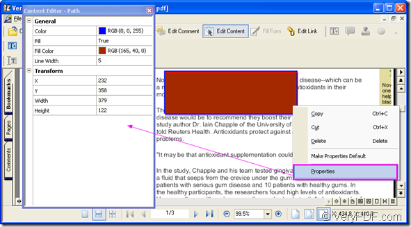 edit rectangle for PDF document in PDF Editor