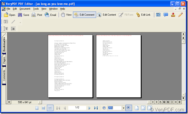 the interface of PDF reader: PDF Editor