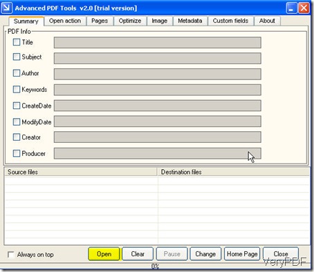 interface of Advanced PDF Tools