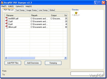 interface of PDF stamper