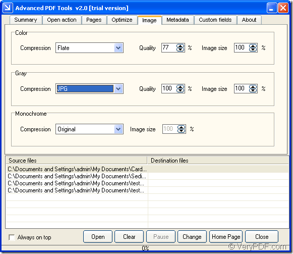 compress PDF image in batch in Advanced PDF Tools