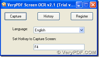 Interface of VeryPDF Screen OCR