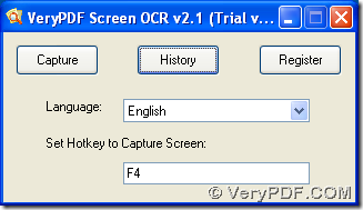 Interface of VeryPDF Screen OCR