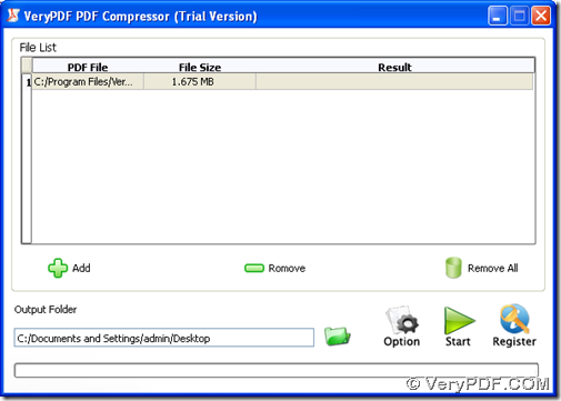 Interface of VeryPDF PDF Image Downsample Tool 