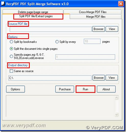 Interface of PDF Splitter for PDF split