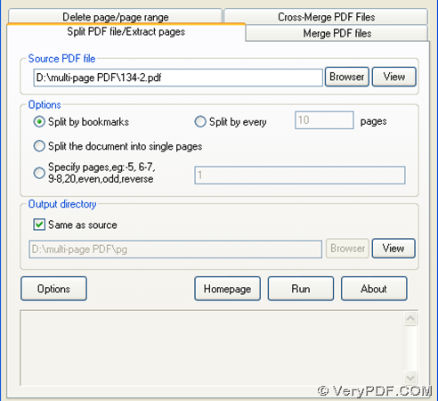 Interface of PDF Split-Merge for you to split pdf for merge pdf