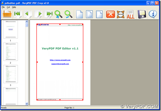 Interface of VeryPDF PDF Crop for iPad