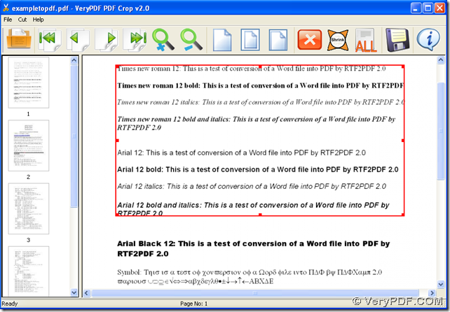 Interface of rectangle for you to crop pdf and adjust rectangle