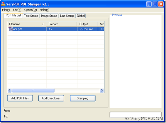 Interface of PDF Stamp for you to create pdf watermark