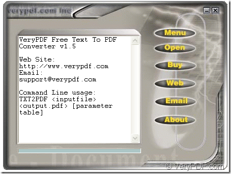 interface of Text to PDF Converter