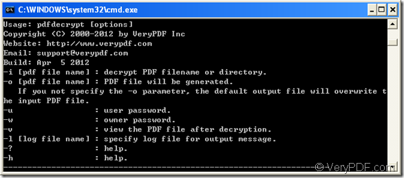 usage of PDF Password Remover Command Line