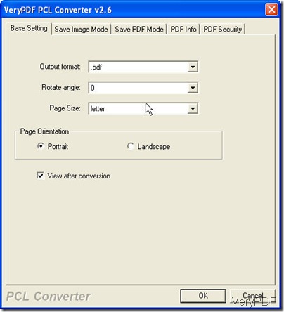 PCL to PDF setting menu 