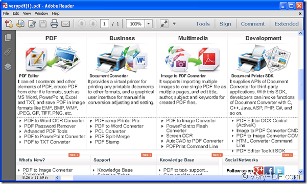 created PDF file after conversion from webpage to PDF