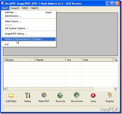 software interface of image to PDF ocr