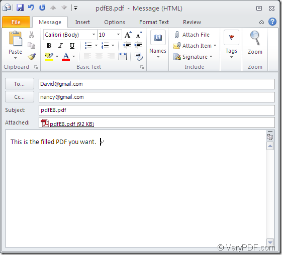email filled PDF with VeryPDF PDF Form Filler