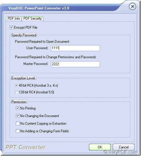 secure PDF in VeryPDF PowerPoint Converter