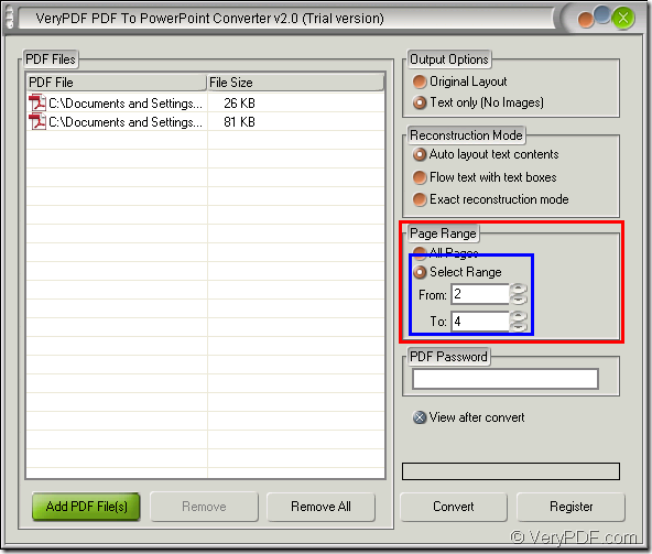 convert specified page range of PDF to PowerPoint with VeryPDF PDF to PowerPoint Converter
