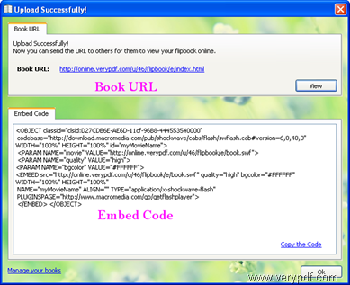 copy embed code of flip book