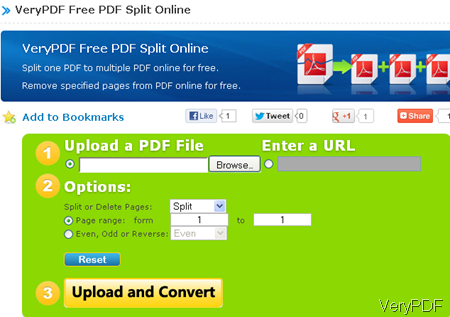software homepage of Free PDF Split Online