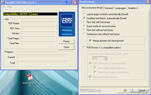 software interface of PDF to word 3.1
