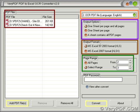 Convert scanned PDF to editable Excel with OCR technology through GUI interface of VeryPDF PDF to Excel OCR Converter