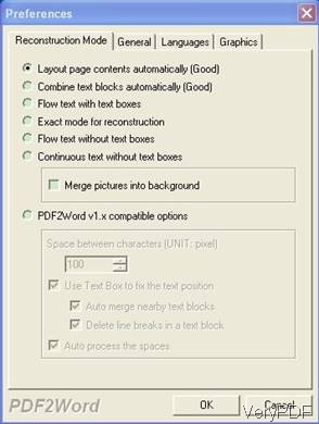 Interface "Preference" of Word to PDF