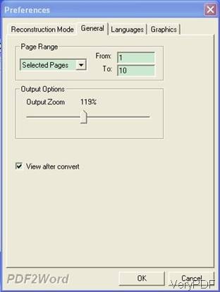 interface "Preference" of Word to PDF