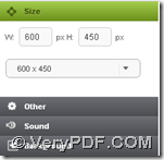 set slideshow size-width and height during converting image to slideshow