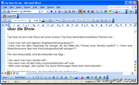 Produced editable Word after converting German image PDF to editable Word