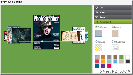 Preview slideshow and properties toolbars during converting image to slideshow online freely