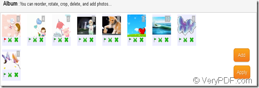 reorder,delete, etc. image for the photo slideshow