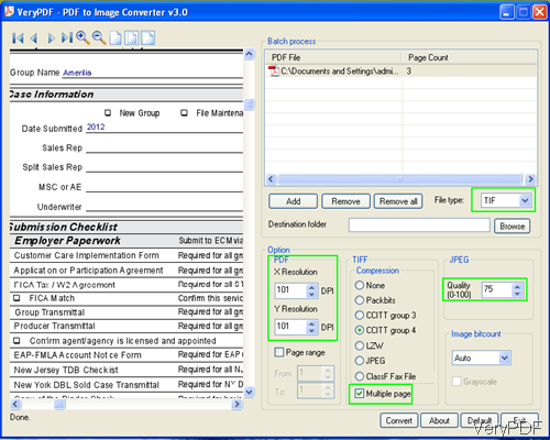 Fig. 1. software interface of PDF to Image Converter