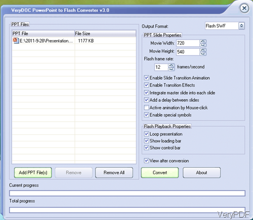 software interface of PowerPoint to Flash Converter