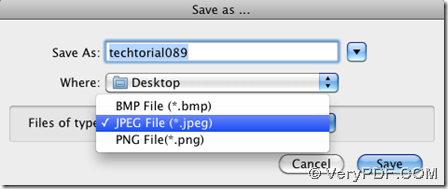 Save image as JPG/BMP/PNG in conversion from PDF to image of specific threshold in Mac OS X