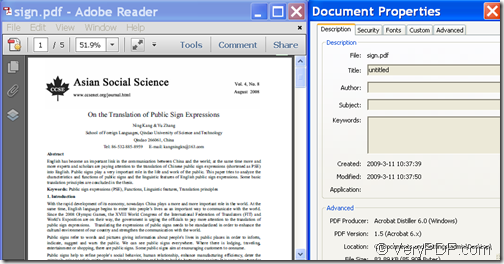 Input PDF and PDF information