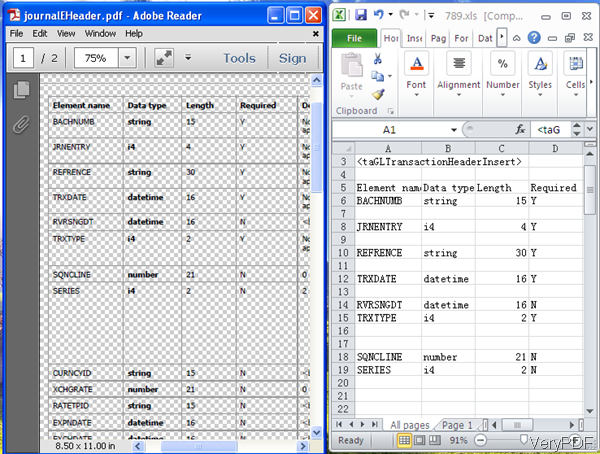 PDF and output Excel