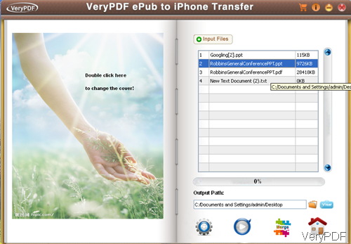 software interface of ePub to iPhone Transfer