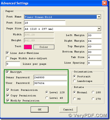 Set PDF passwords during converting text to PDF freely with GUI interface