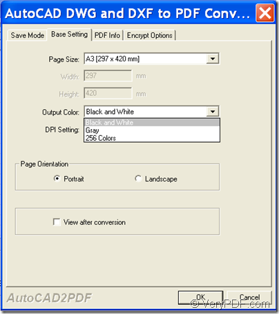 Set output color with VeryPDF AutoCAD to PDF Converter 