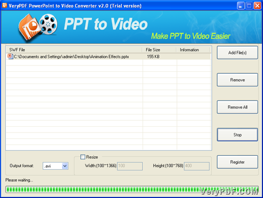 Convert PowerPoint to video with GUI interface of VeryPDF PowerPoint to Video Converter