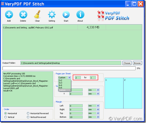 stitch two or more PDF pages into a single page with VeryPDF PDF Stitcher  