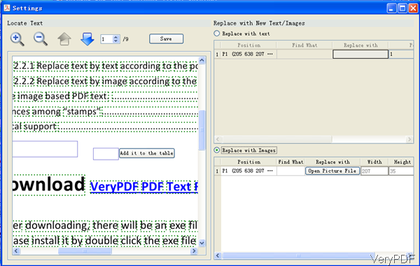 Setting menu of PDF Text Replacer